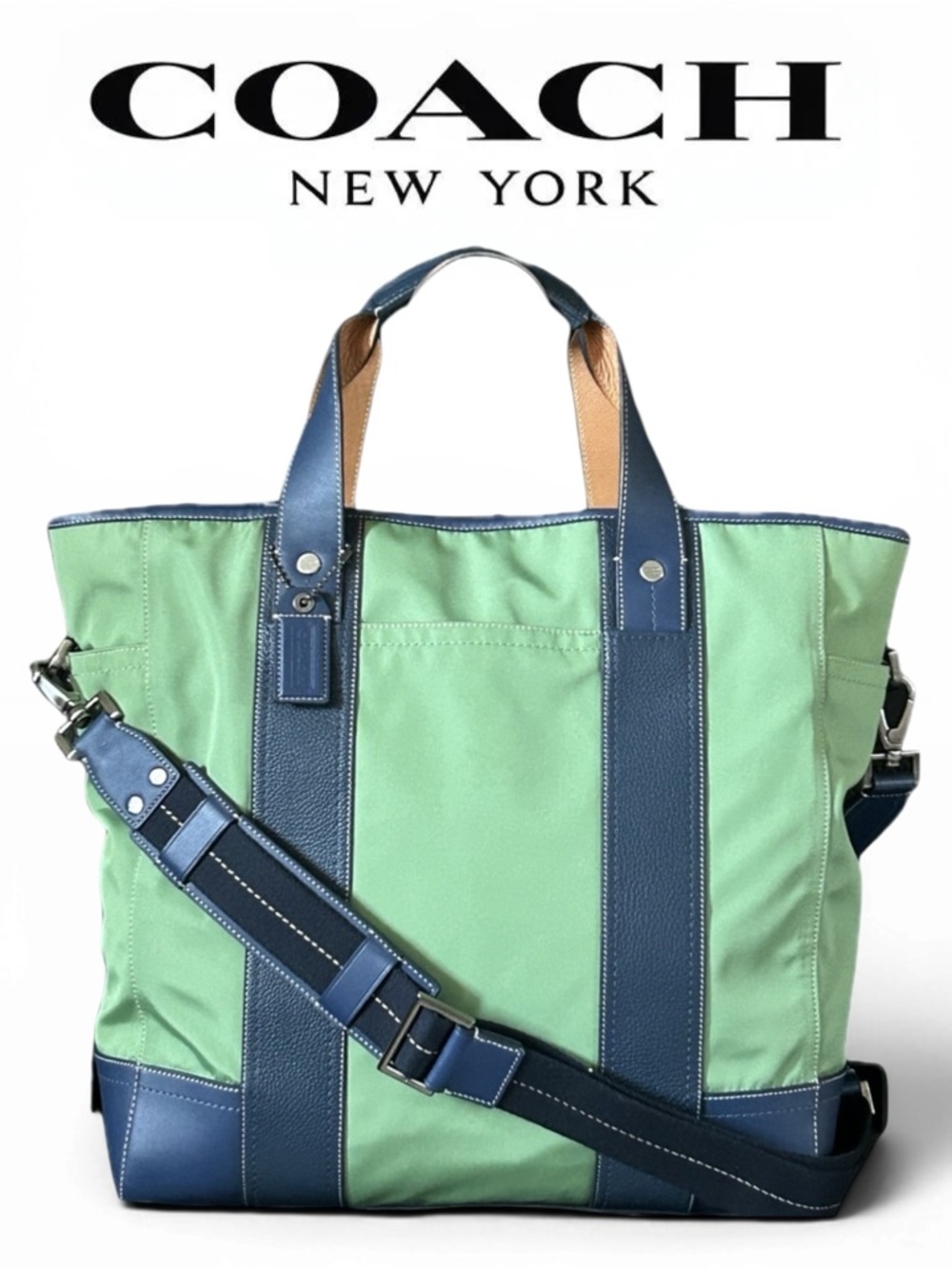 COACH Transatlantic Draft Tote Nylon and Leather w/Crossbody Strap